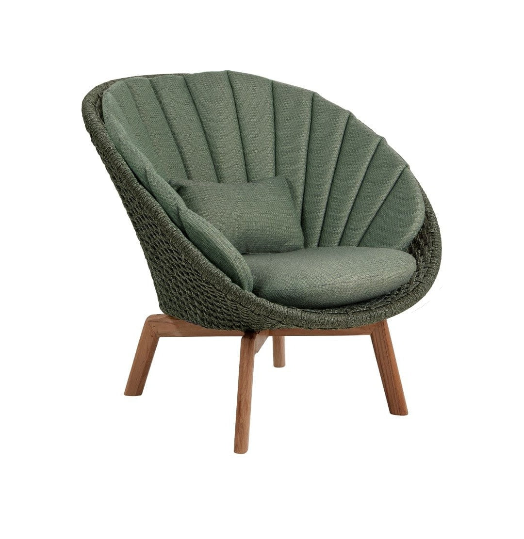 Cane-line Peacock Rope Fauteuil Club Lounge avec pieds en teck INDOOR (5458), coussins en sus