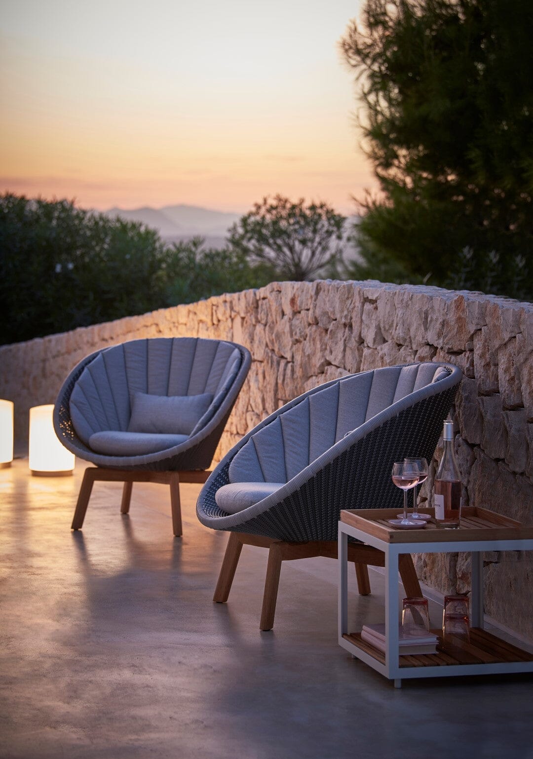 Cane-line Peacock Rope Fauteuil Club Lounge avec pieds en teck INDOOR (5458), coussins en sus