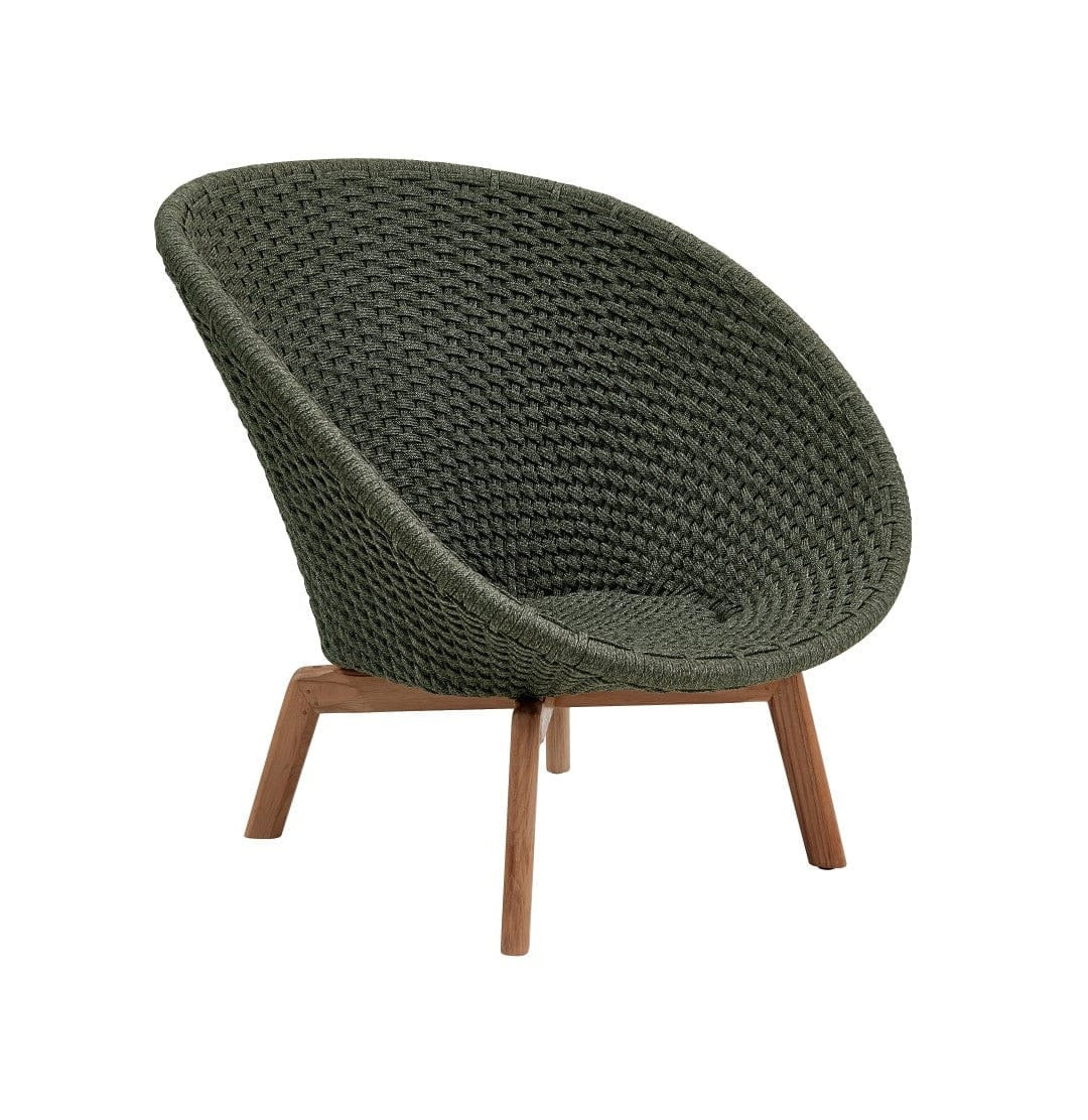 Cane-line Peacock Rope Fauteuil Club Lounge avec pieds en teck INDOOR (5458), coussins en sus Dark green (Cordes Cane-line Soft Rope)