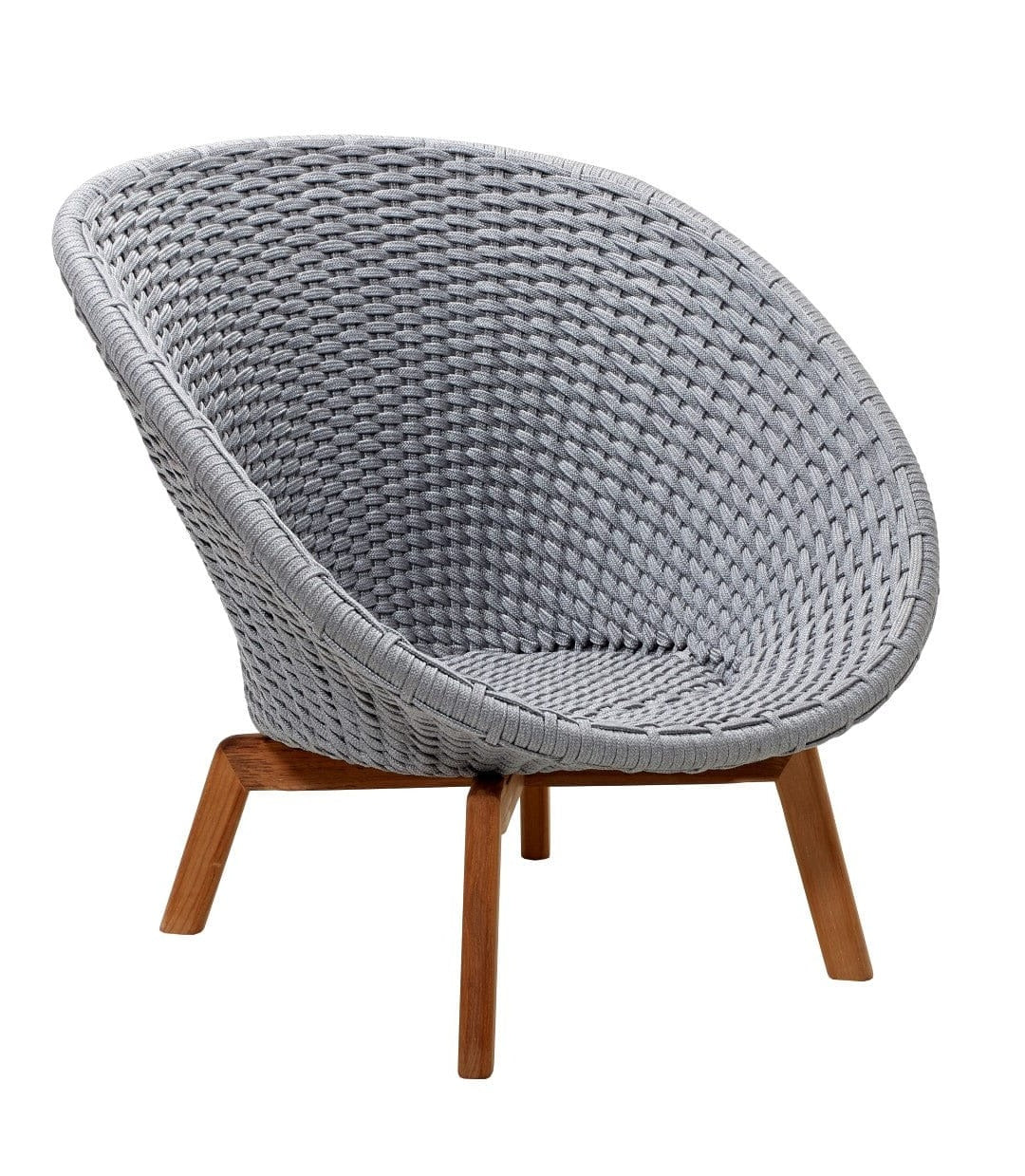 Cane-line Peacock Rope Fauteuil Club Lounge avec pieds en teck INDOOR (5458), coussins en sus Light grey (Cordes Cane-line Soft Rope)