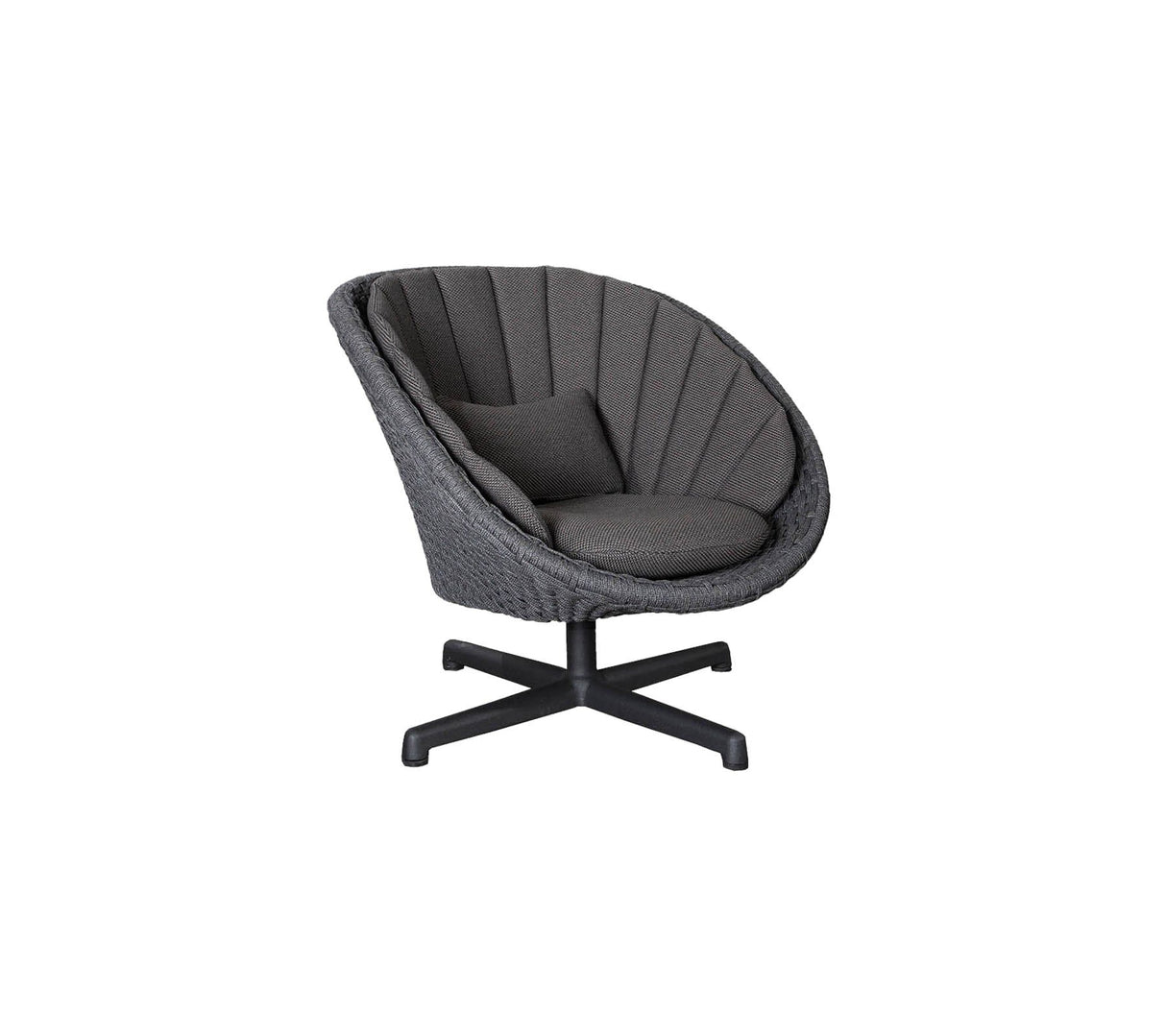 Cane-line Peacock Rope Fauteuil Club Lounge tournant avec pied alu rotatif, coussins en sus (5458)