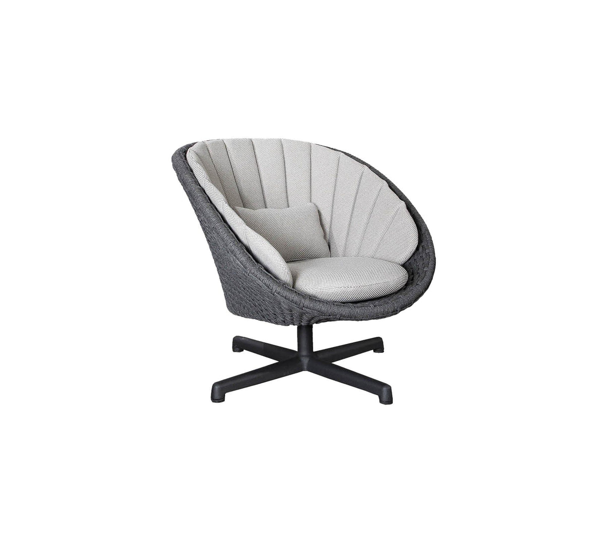 Cane-line Peacock Rope Fauteuil Club Lounge tournant avec pied alu rotatif, coussins en sus (5458)