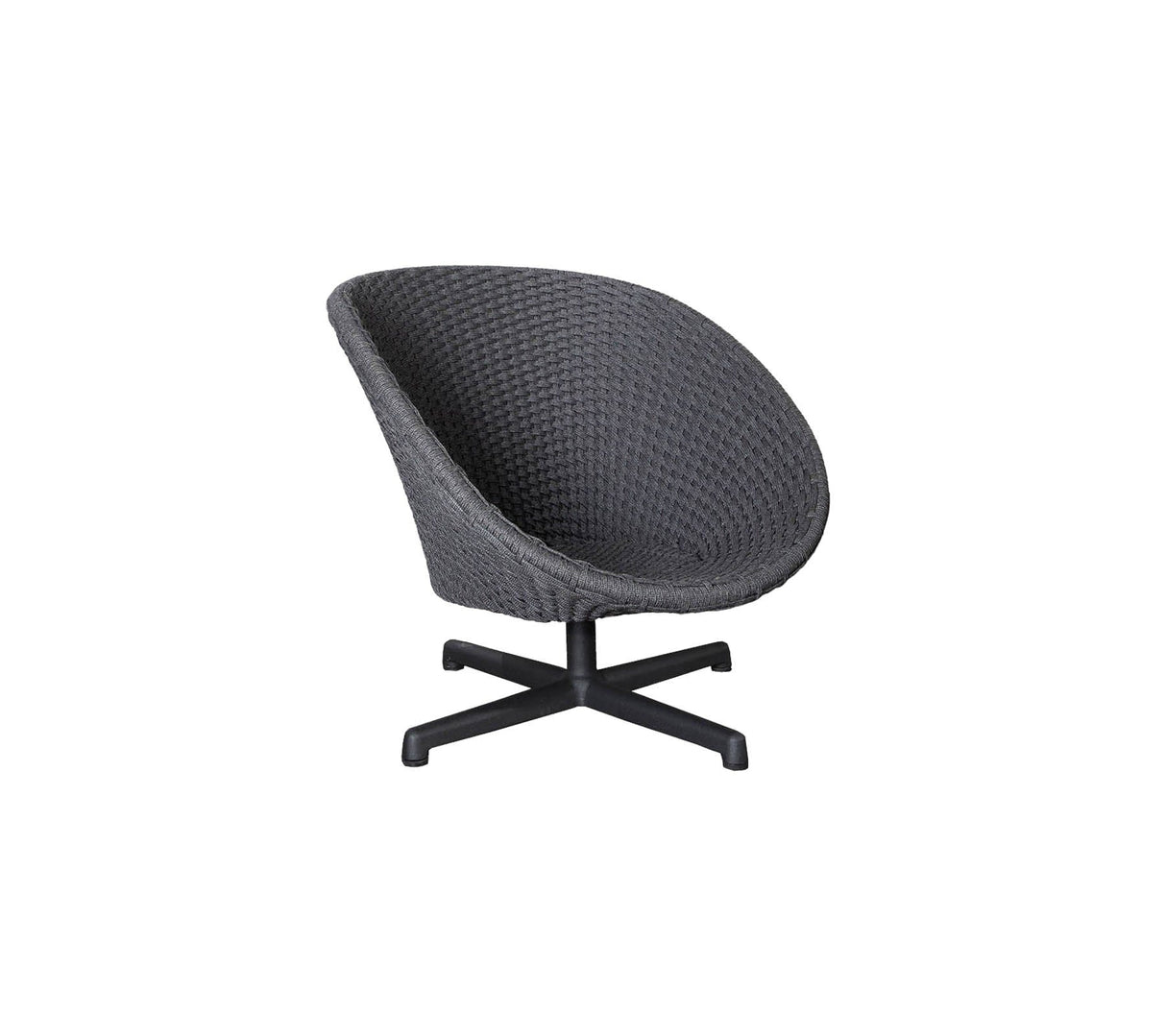 Cane-line Peacock Rope Fauteuil Club Lounge tournant avec pied alu rotatif, coussins en sus (5458)