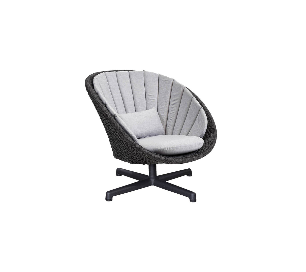 Cane-line Peacock Rope Fauteuil Club Lounge tournant avec pied alu rotatif, coussins en sus (5458)