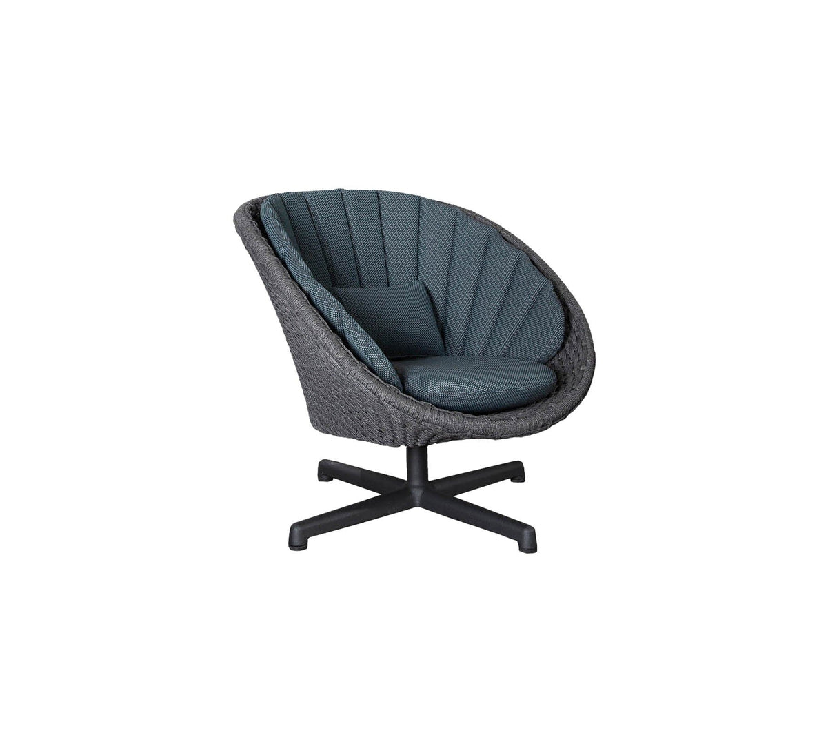 Cane-line Peacock Rope Fauteuil Club Lounge tournant avec pied alu rotatif, coussins en sus (5458)