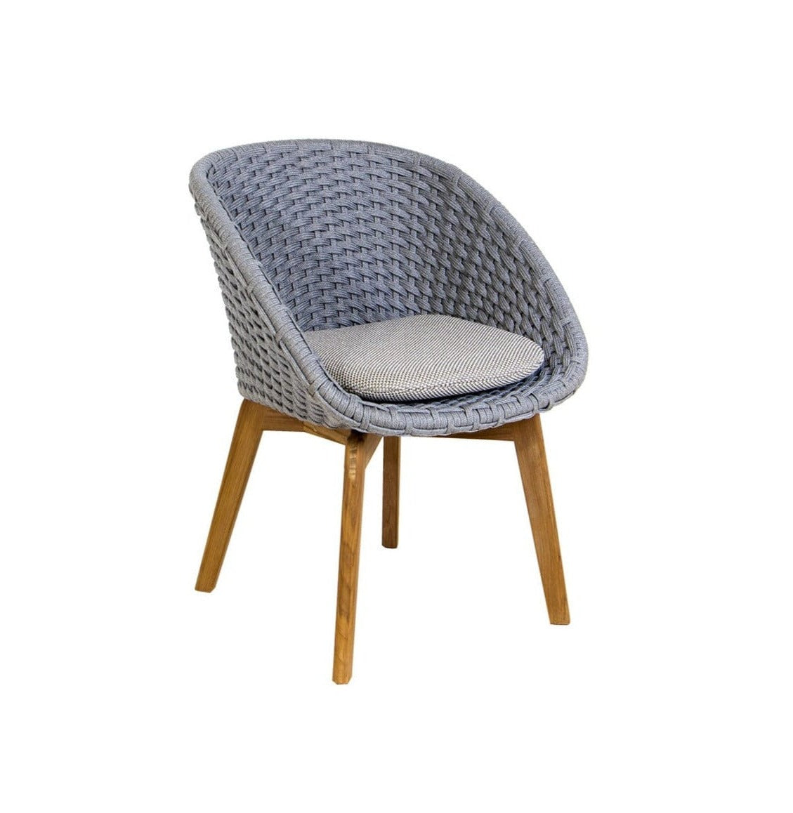 Cane-line Peacock Rope Fauteuil repas avec pieds en teck INDOOR (5454), coussin en sus Light grey (Cordes Cane-line Soft Rope)