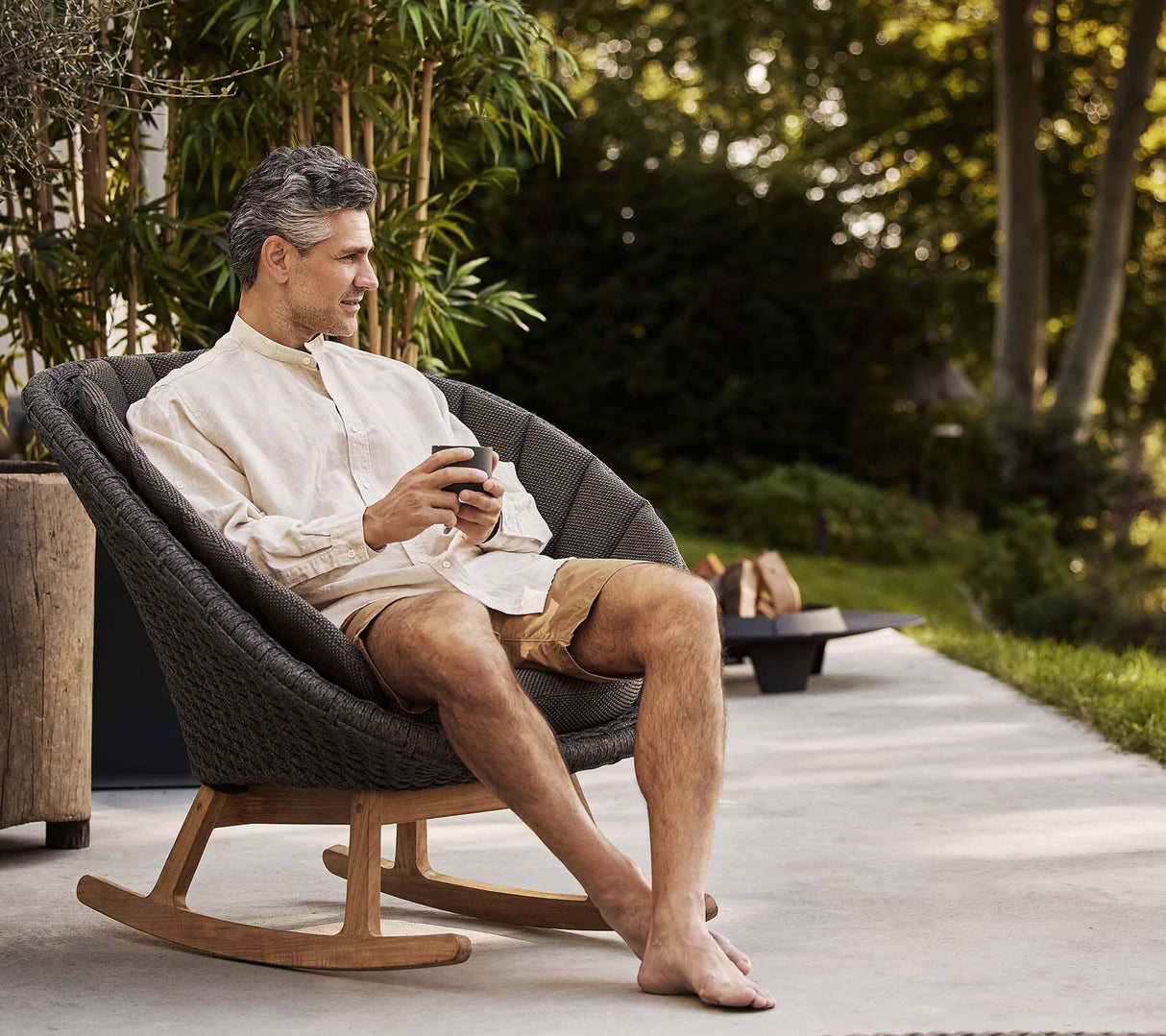 Cane-line Peacock Rope Rocking chair, Fauteuil à bascule (5458), coussins en sus