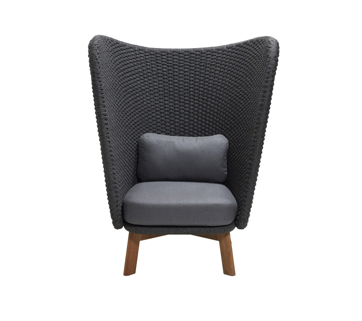 Cane-line Peacock Rope Wing Highback chair Fauteuil Lounge Haut dossier à oreilles avec pieds en teck (5460), coussins inclus