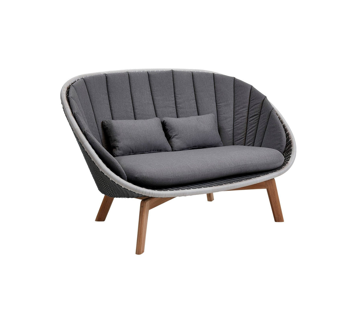 Cane-line Peacock Weave Canapé 2 places avec pieds en teck, coussins en sus (5558) Grey/Light grey (Résine tressée, Cane-line Weave)