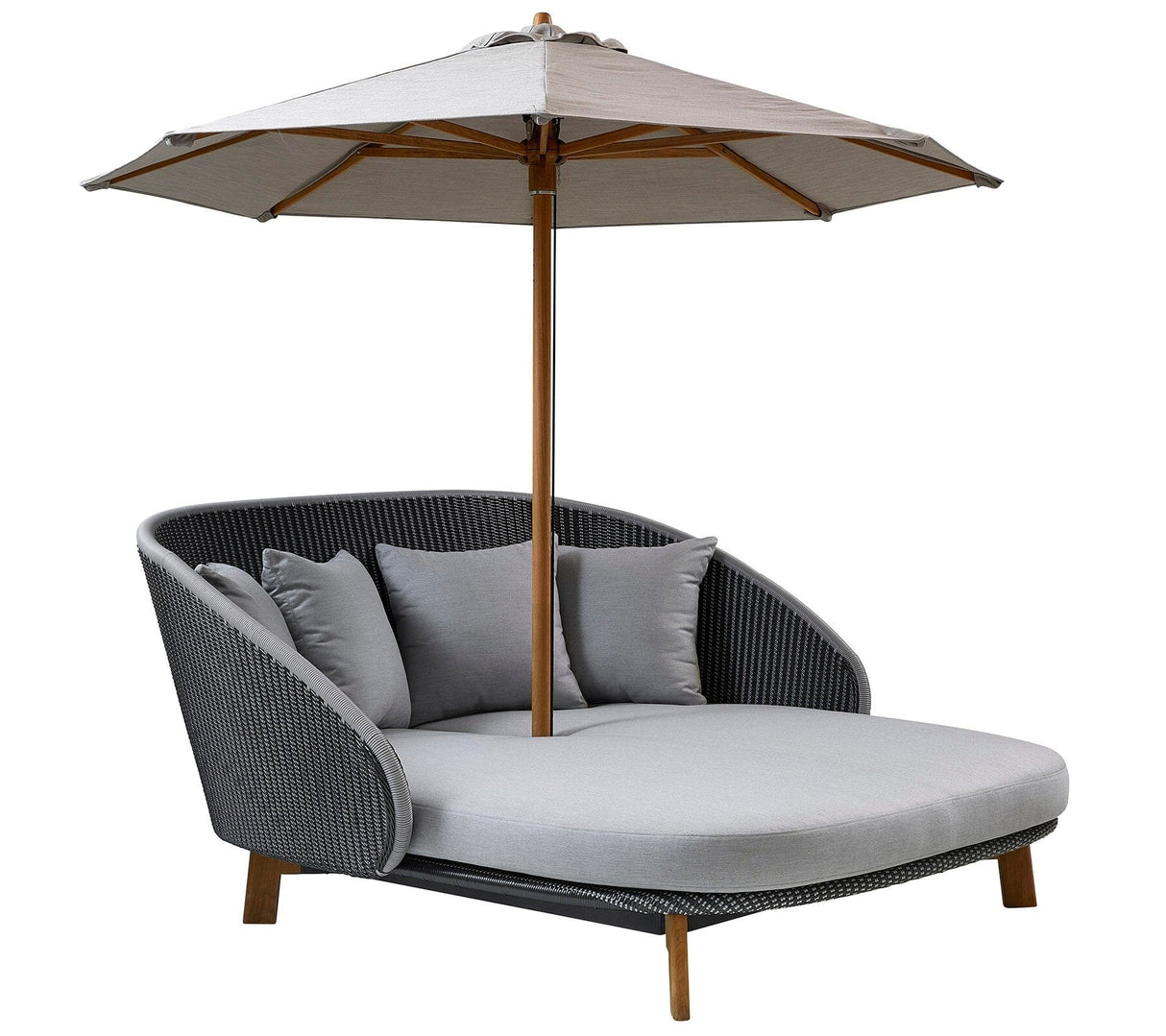 Cane-line Peacock Weave Daybed avec pieds en teck tablette incluse, coussins inclus (5561)