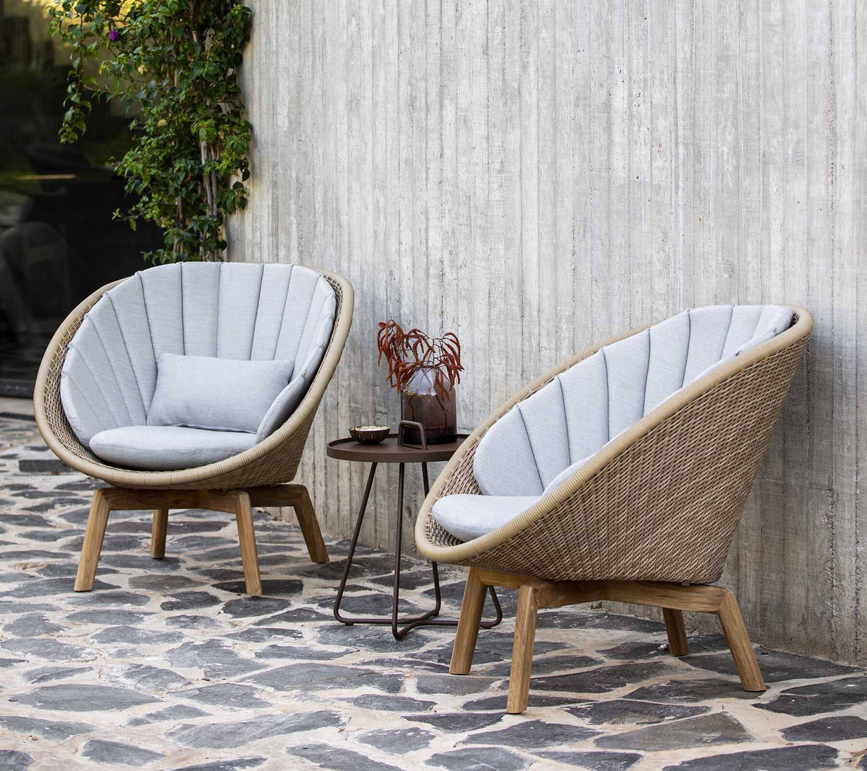Cane-line Peacock Weave Fauteuil Club Lounge avec pieds en teck (5458)