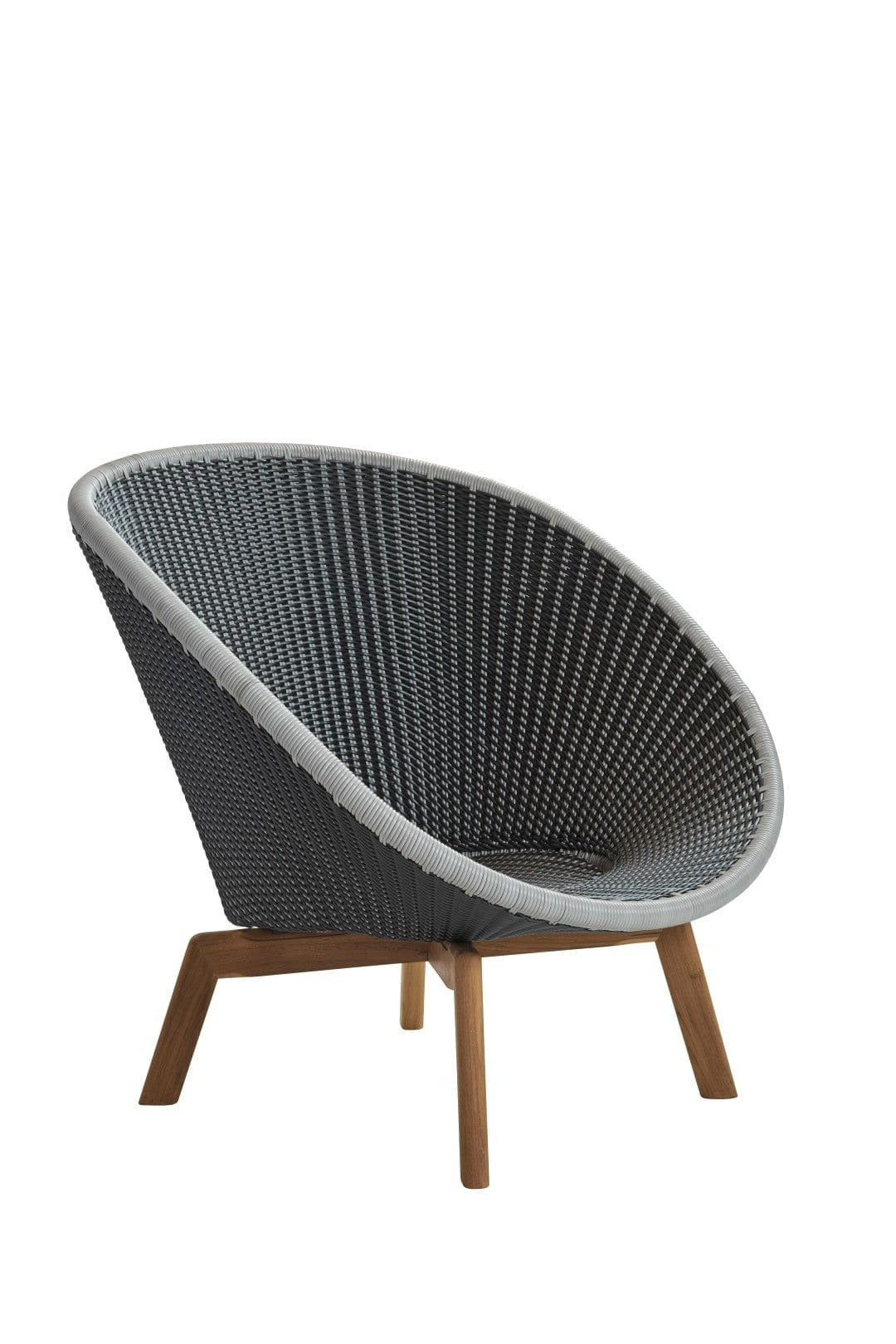Cane-line Peacock Weave Fauteuil Club Lounge avec pieds en teck (5458) Grey/Light Grey (Résine tressée Cane-line Weave)