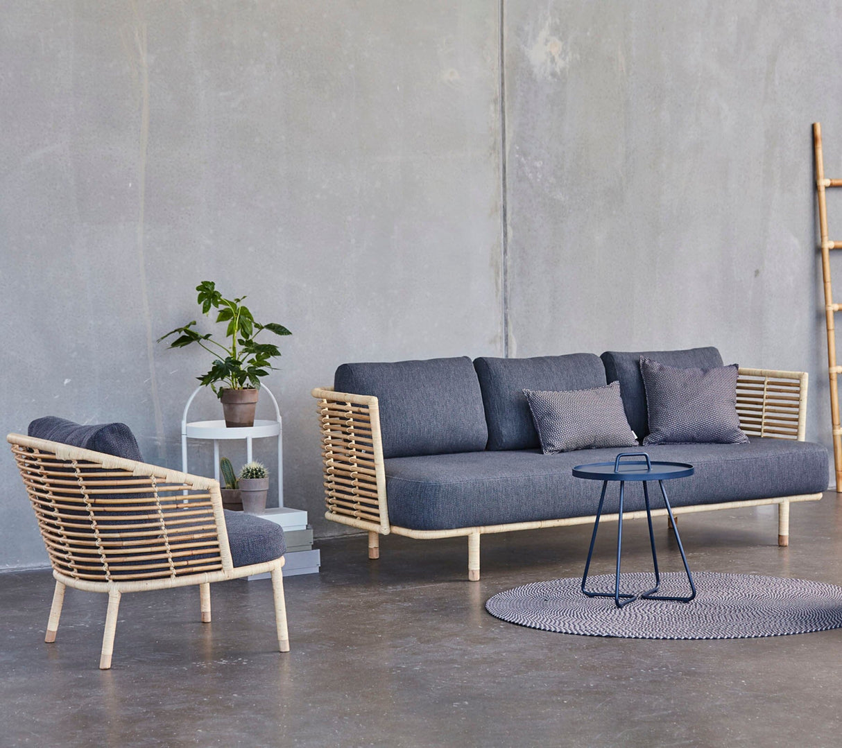 Cane-line Roll Trolley Desserte ronde Ø 44cm avec roues (5002)