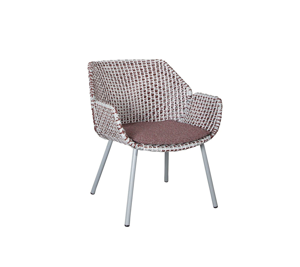 Cane-line Vibe Fauteuil Club Lounge, coussins en sus (5407) Light grey/Bordeaux/Dusty rose (Résine tressée, Cane-line Weave)