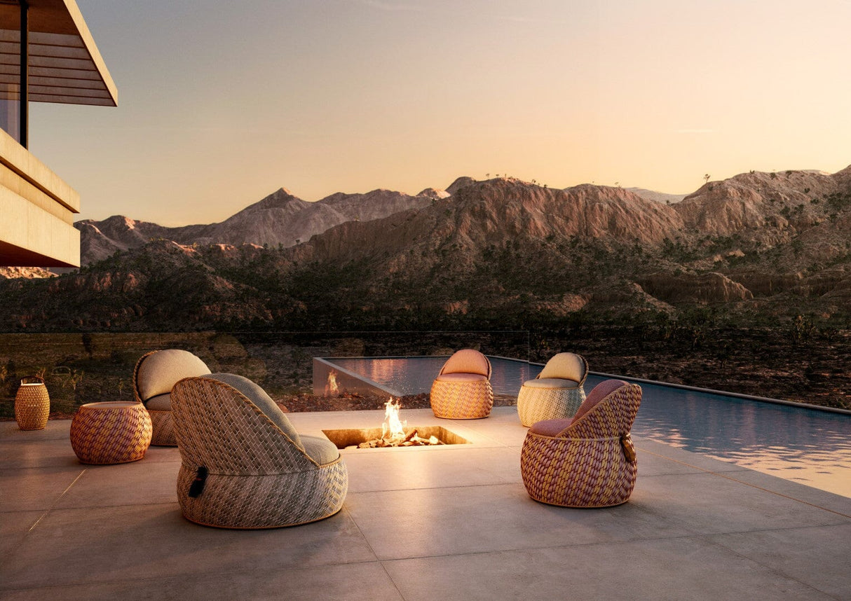 Dedon Dala Base Stool Ø46cm, H: 44cm, coussin en sus