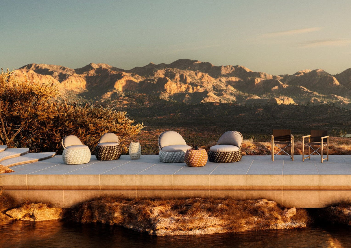 Dedon Dala Base Stool Ø89cm, H: 31cm, coussin en sus