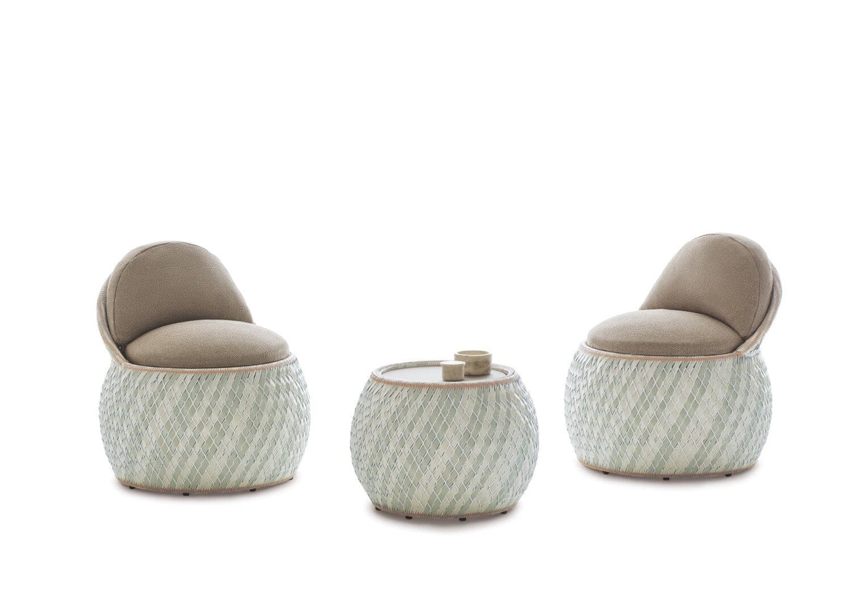 Dedon Dala Set Side Table / Table d'appoint Ø46cm, H: 44cm, avec plateau en verre