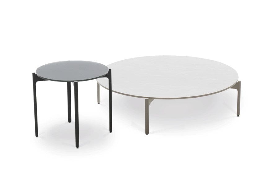 Dedon Izon Set Coffee Table Ø111cm, avec plateau mineral composite Talc