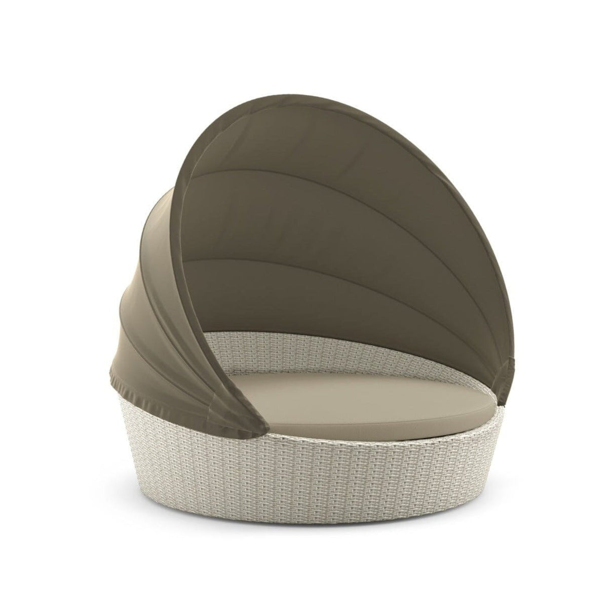 Dedon Orbit Set Loveseat, avec Canopy / Capote en taupe, sling seat, Coussins en sus Accona 111