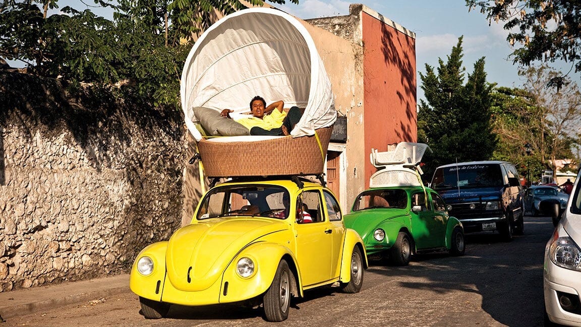 Dedon Orbit Set Loveseat XXL, avec Canopy / Capote en White, sling seat, Coussins en sus