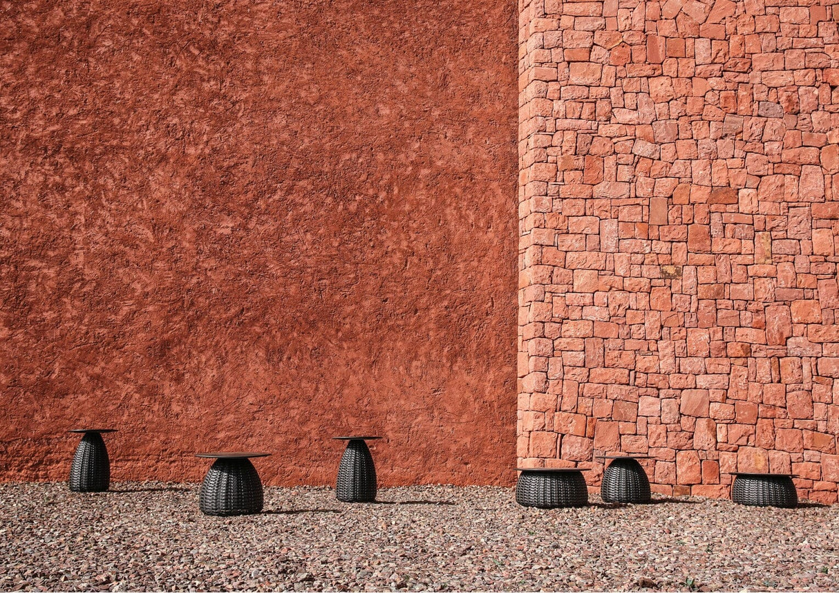 Dedon Porcini Set Side Table / Table d'appoint Ø61cm, hauteur: 29cm, Base tressée