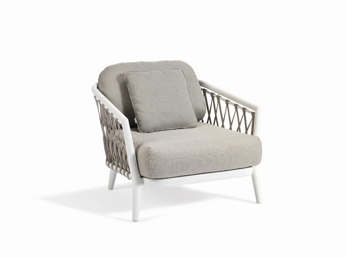 Diphano Diamond Fauteuil Club lounge - Set de coussins inclus White AF08 + Cordes Rye 4R08 + Tissus Twisted Linen - Tundra