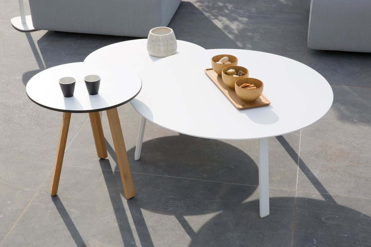 Diphano Easy-Fit Table basse Elite A ronde Ø60cm (H:28cm) Pieds teck - Plateau alu