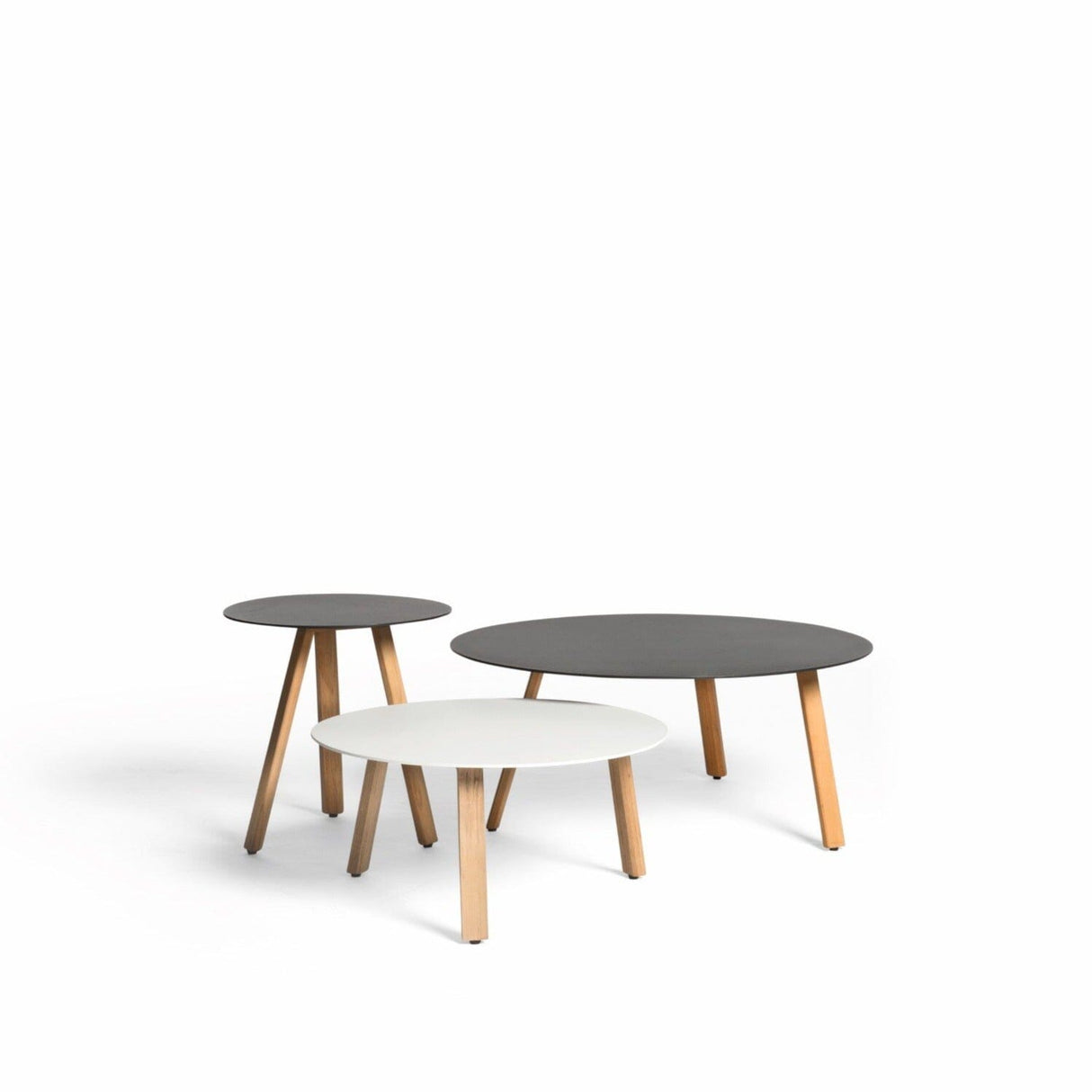 Diphano Easy-Fit Table basse Elite A ronde Ø60cm (H:28cm) Pieds teck - Plateau alu