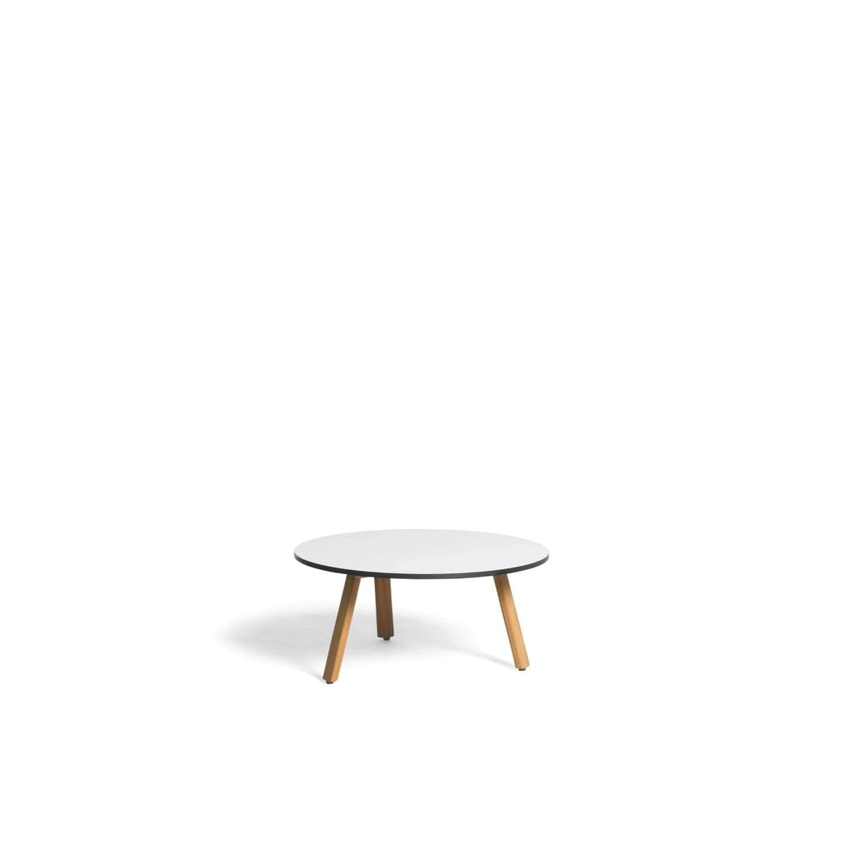 Diphano Easy-Fit Table basse Elite A ronde Ø60cm (H:28cm) Pieds teck - Plateau HPL Teck Naturel + White 2T90