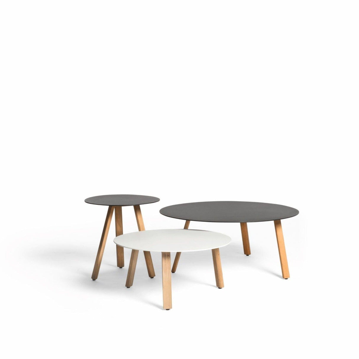 Diphano Easy-Fit Table basse Elite B ronde Ø42cm (H:44cm) Pieds teck - Plateau alu