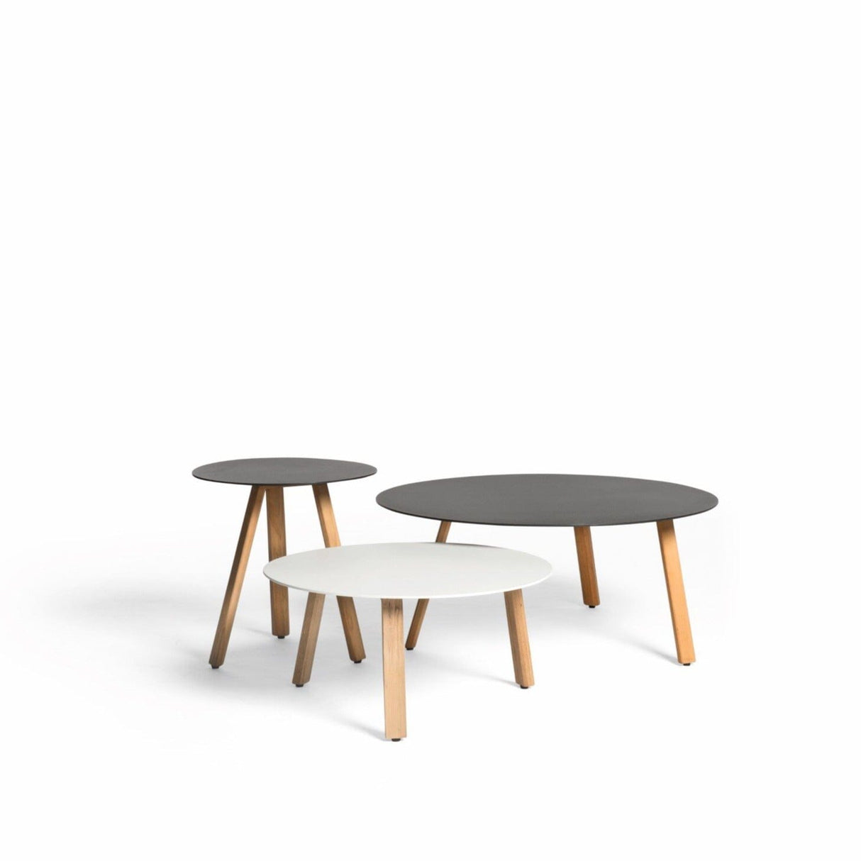 Diphano Easy-Fit Table basse Elite S ronde Ø80cm (H:36cm) Pieds teck - Plateau alu