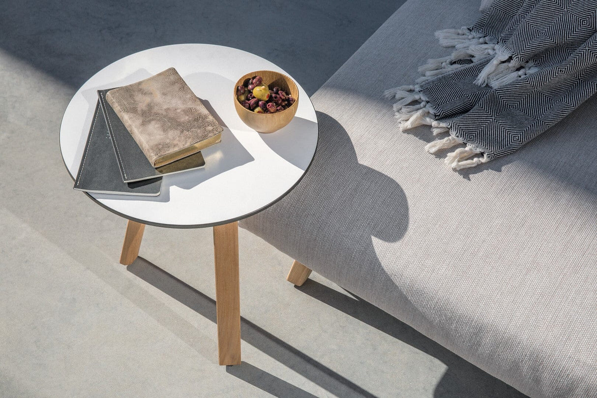 Diphano Easy-Fit Table basse Elite S ronde Ø80cm (H:36cm) Pieds teck - Plateau HPL