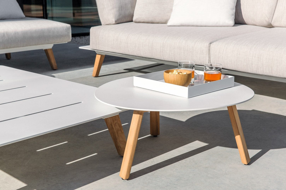 Diphano Easy-Fit Table basse Elite S ronde Ø80cm (H:36cm) Pieds teck - Plateau HPL