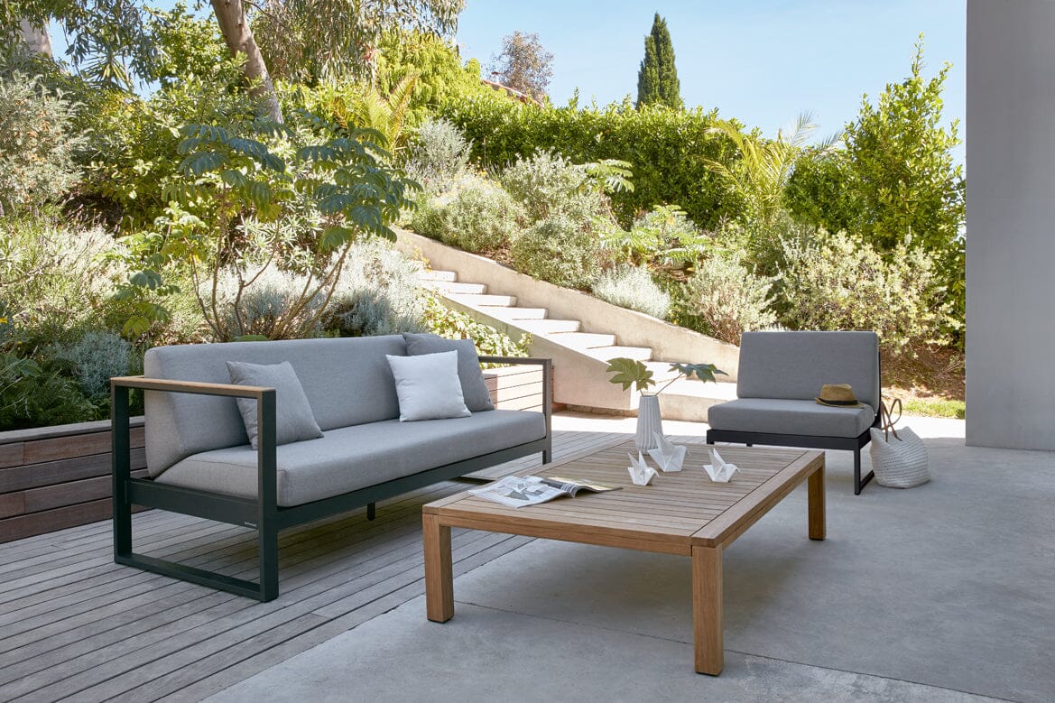 Diphano Landscape-Teak Canapé Lounge 3 places avec teck - Set de coussins inclus