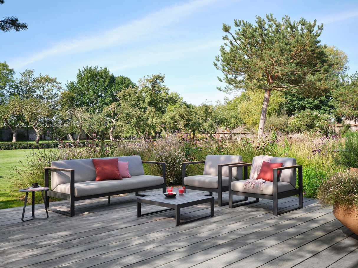Diphano Landscape-Teak Canapé Lounge 3 places avec teck - Set de coussins inclus