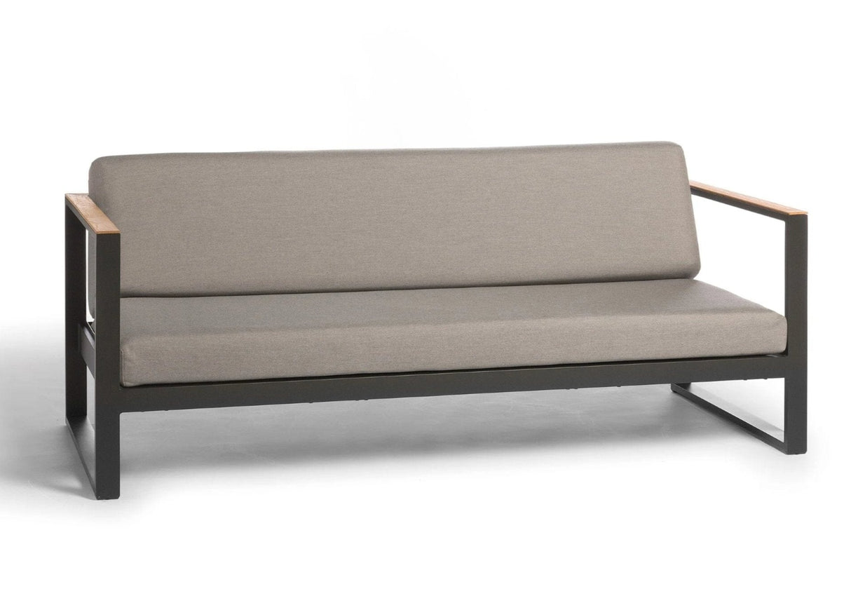 Diphano Landscape-Teak Canapé Lounge 3 places avec teck - Set de coussins inclus Lava AF10 + Teck Naturel + Tissu Brown mêlé C551