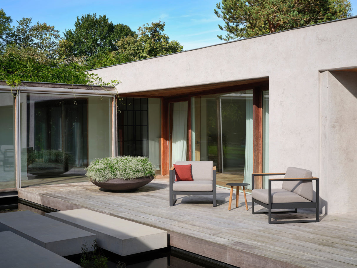 Diphano Landscape-Teak Fauteuil Club lounge avec teck - Set de coussins inclus