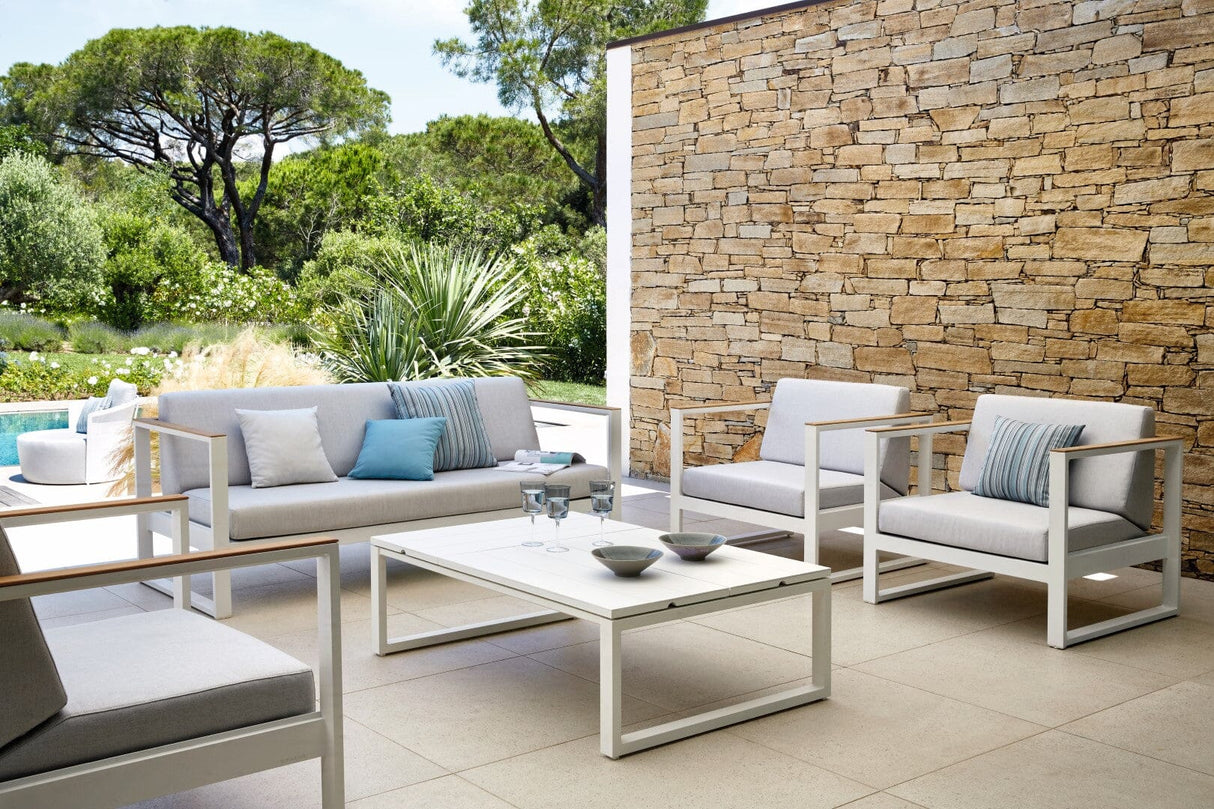 Diphano Landscape-Teak Large Footrest Set de coussins inclus