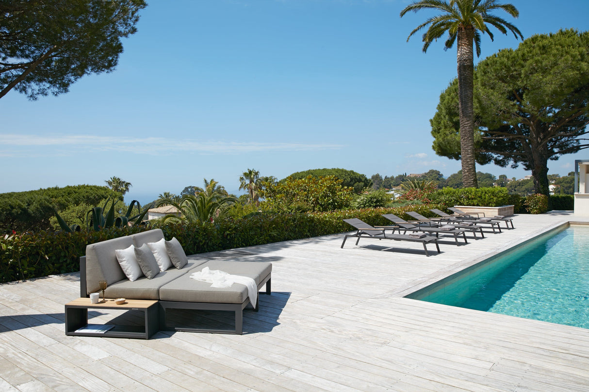 Diphano Landscape-Teak Large middle Seat avec teck - Set de coussins inclus