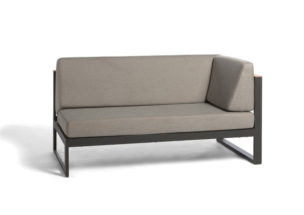 Diphano Landscape-Teak Left double Seat avec teck - Set de coussins inclus Lava AF10 + Teck Naturel + Tissu Brown mêlé C551