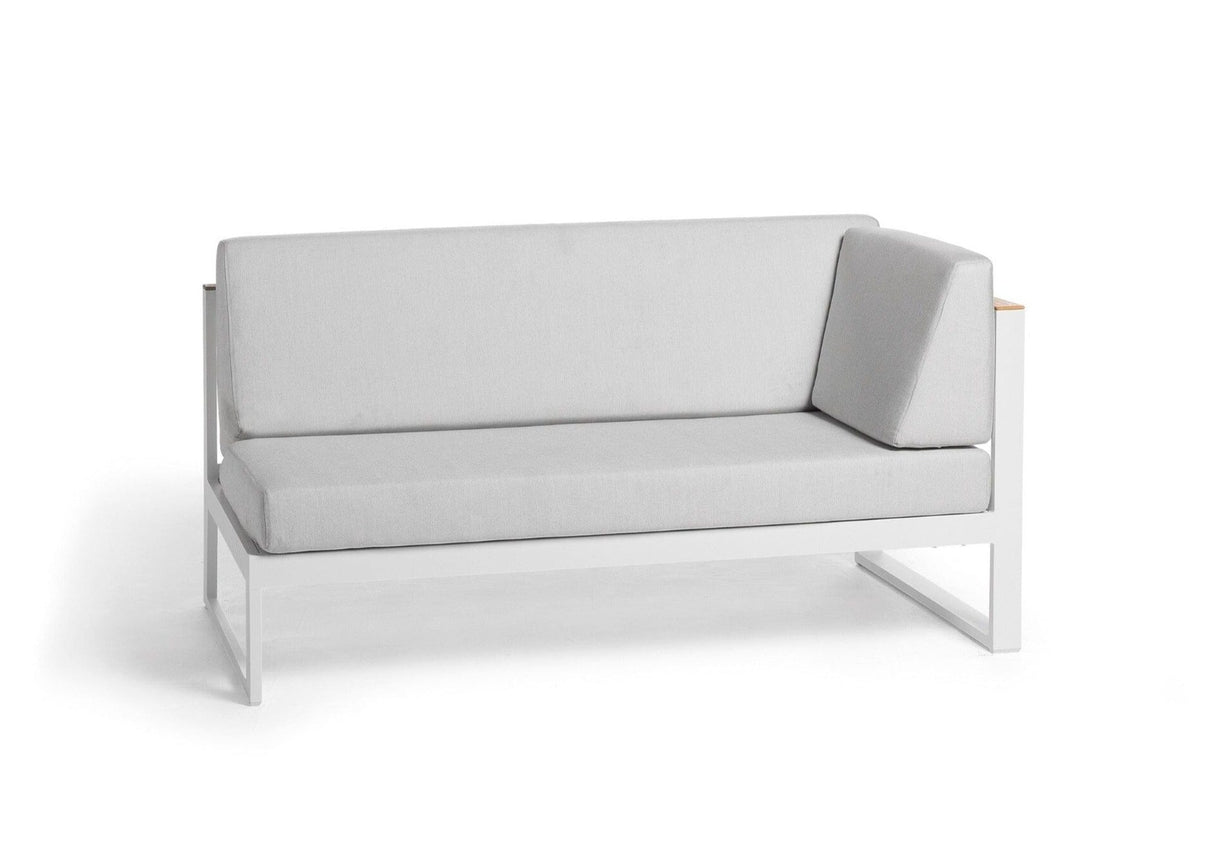 Diphano Landscape-Teak Left double Seat avec teck - Set de coussins inclus White AF08 + Teck Naturel + Tissu Shine C531