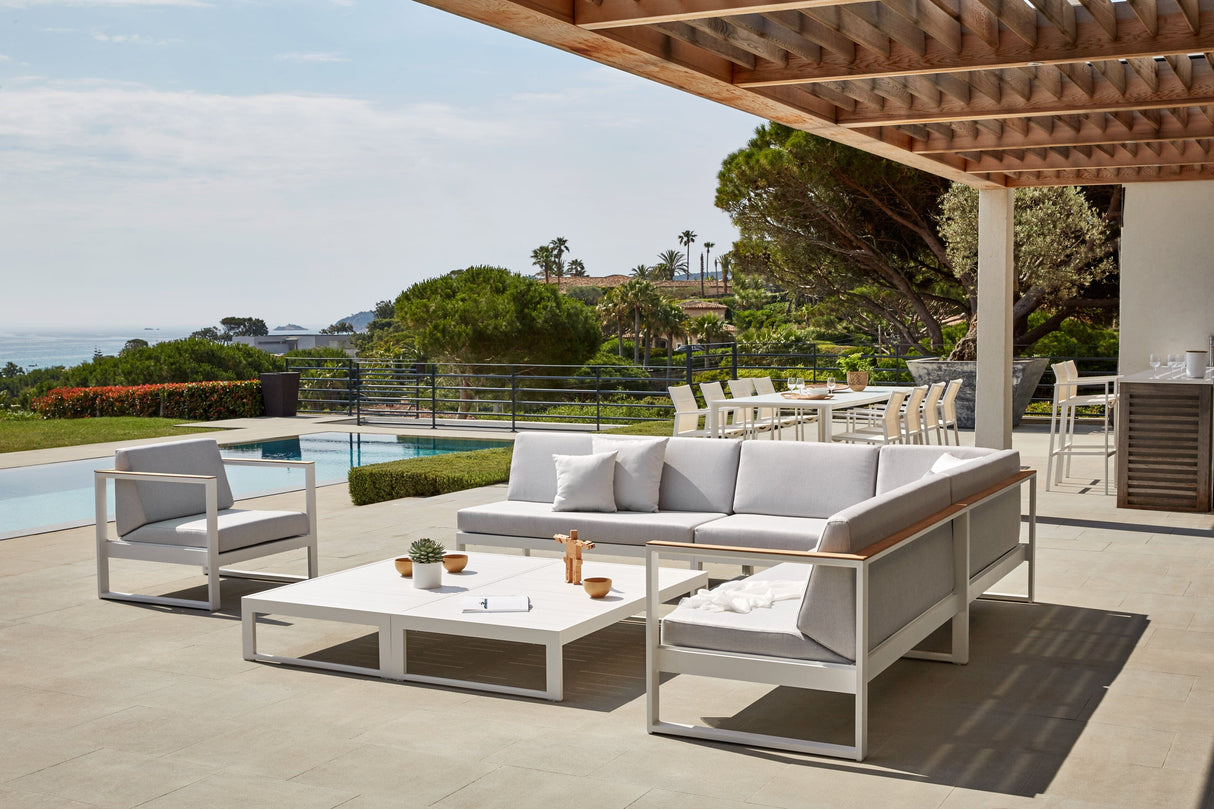 Diphano Landscape-Teak Small middle Seat avec teck - Set de coussins inclus