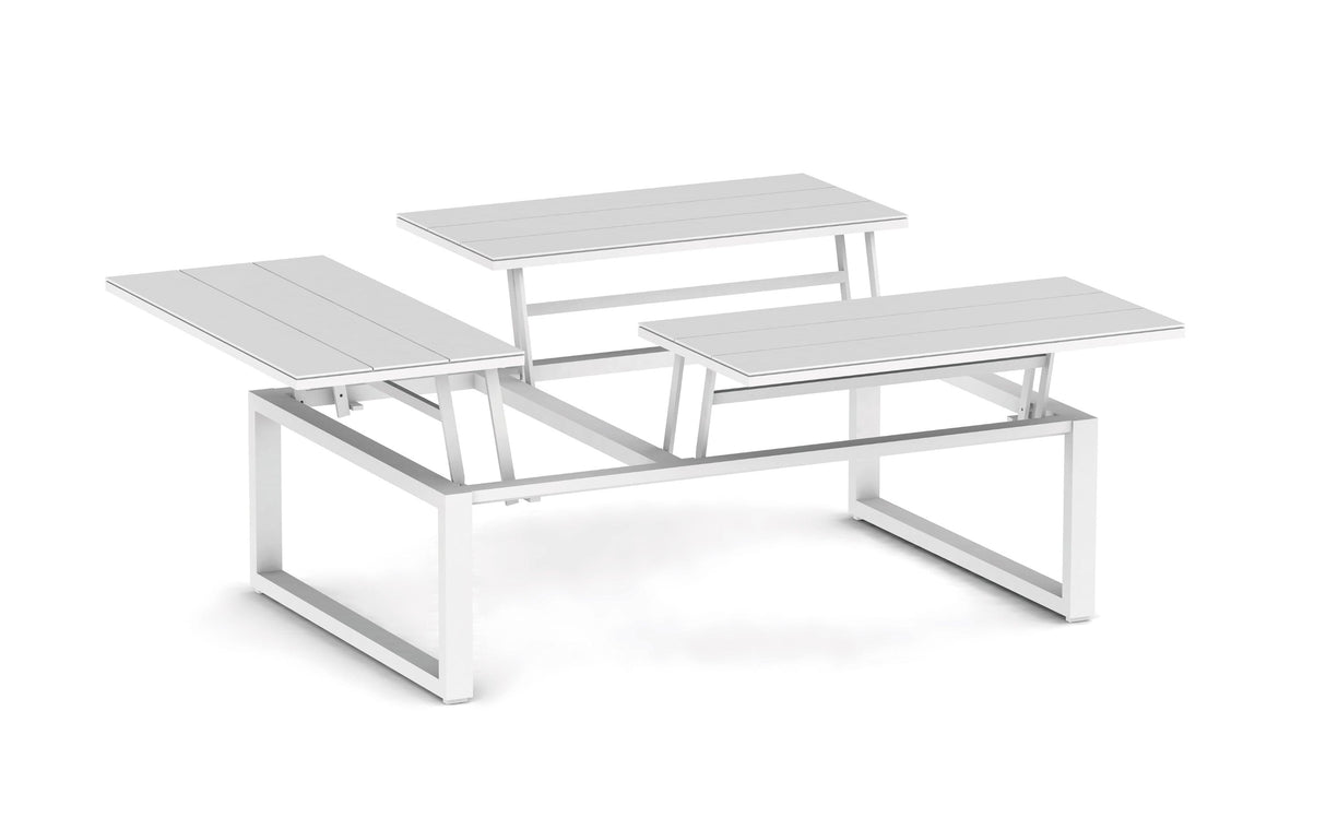 Diphano Landscape-Teak Table basse à Plateaux relevables - 3 plateaux White AF08