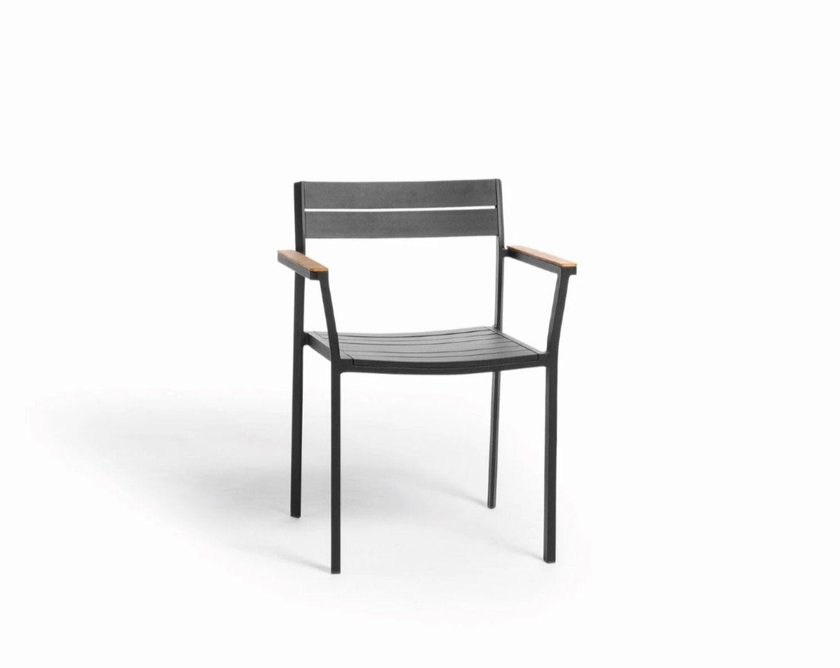 Diphano Metris Fauteuil repas avec accoudoirs en teck Lava AF10 + Teck Naturel HFTK