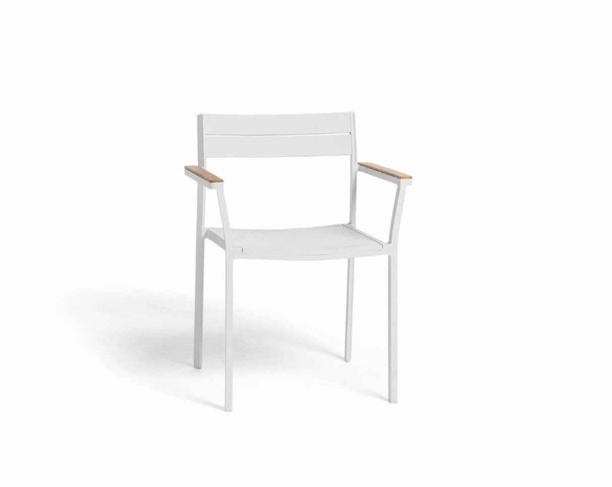 Diphano Metris Fauteuil repas avec accoudoirs en teck White AF08 + Teck Naturel HFTK