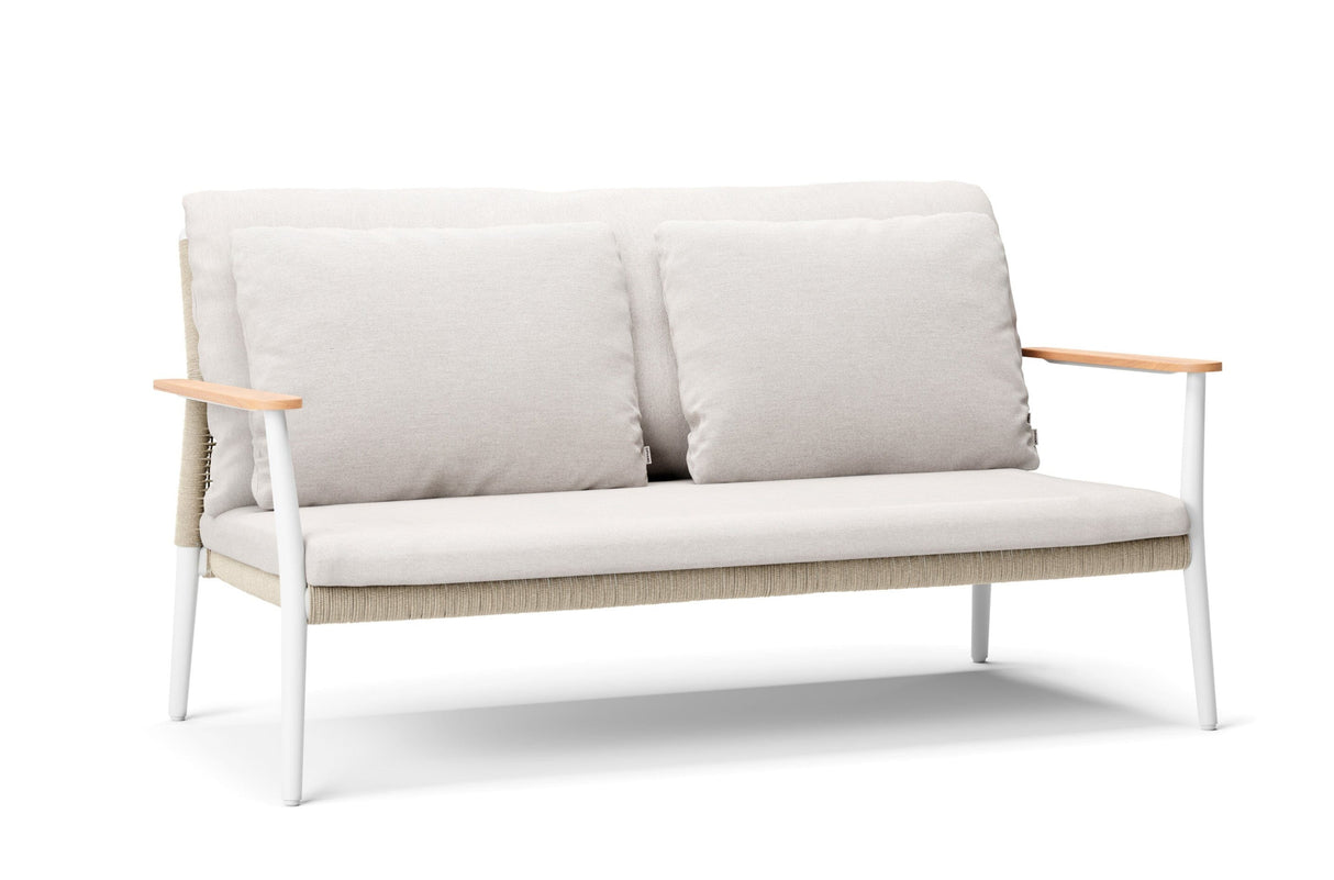 Diphano Ray Canapé 2 places avec accoudoirs en teck White AF08 + Cordes Mineral 2R06