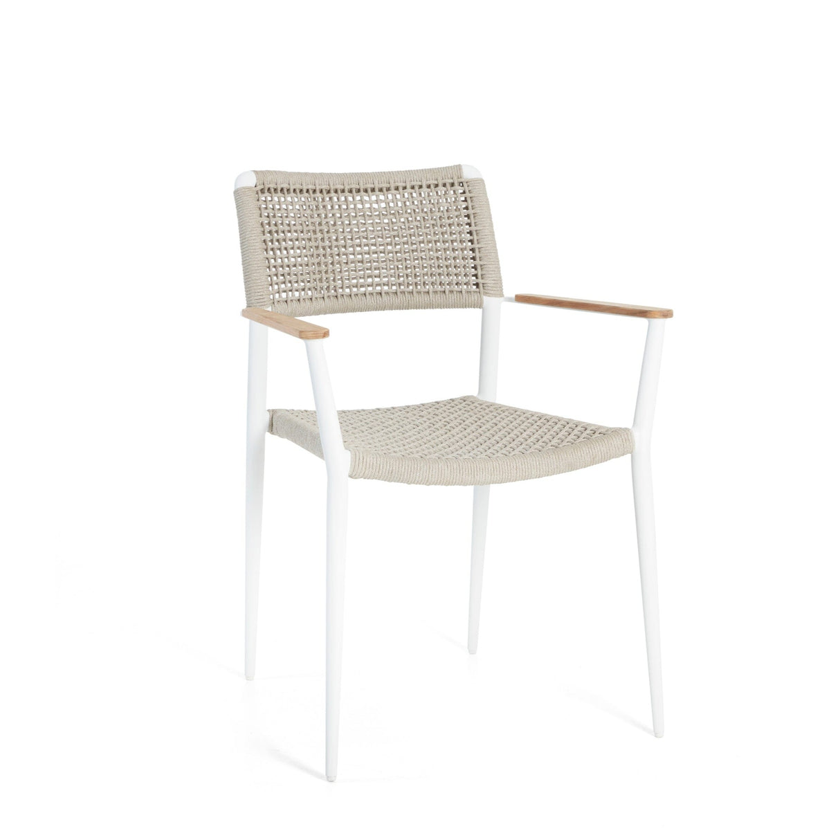 Diphano Ray Fauteuil repas avec accoudoirs en teck White AF08 + Cordes Mineral 2R06