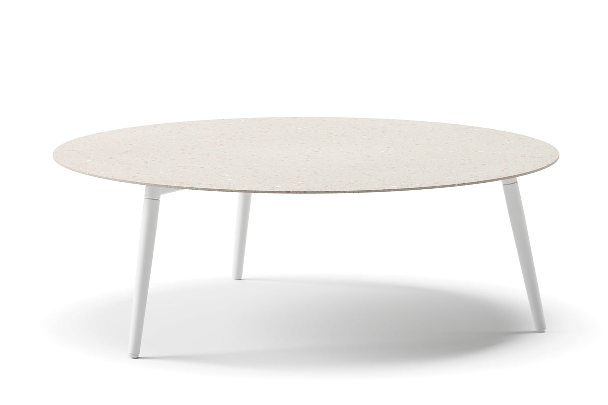 Diphano Ray Table basse Ø100cm h:33.5cm Aluminium White AF08 Ceramic Sand 4K11