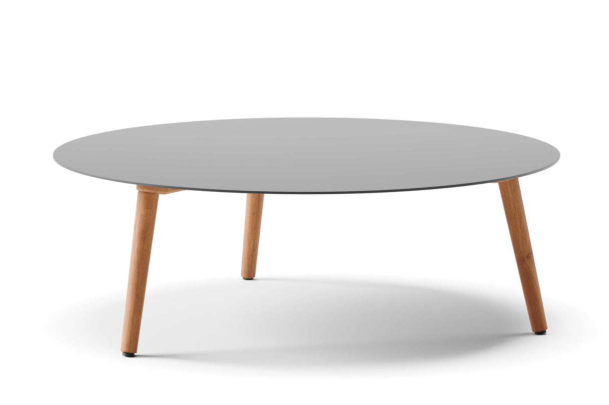 Diphano Ray Table basse Ø100cm h:33.5cm Natural Teak HFTK Aluminium Lava AF10