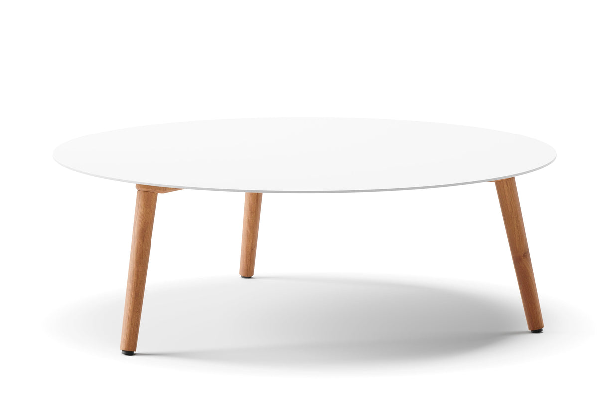 Diphano Ray Table basse Ø100cm h:33.5cm Natural Teak HFTK Aluminium White AF08